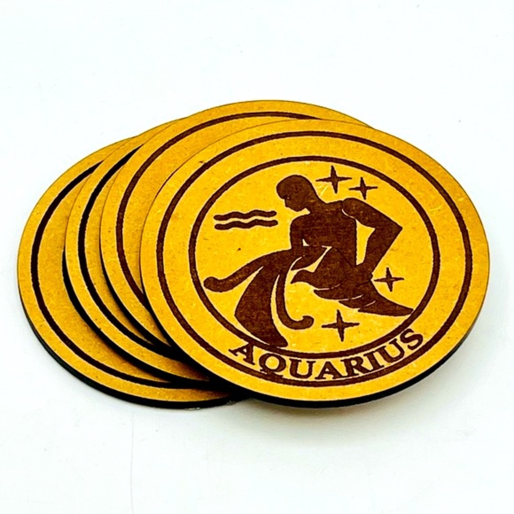 AQUARIUS Zodiac Sign Coasters • Set of 4